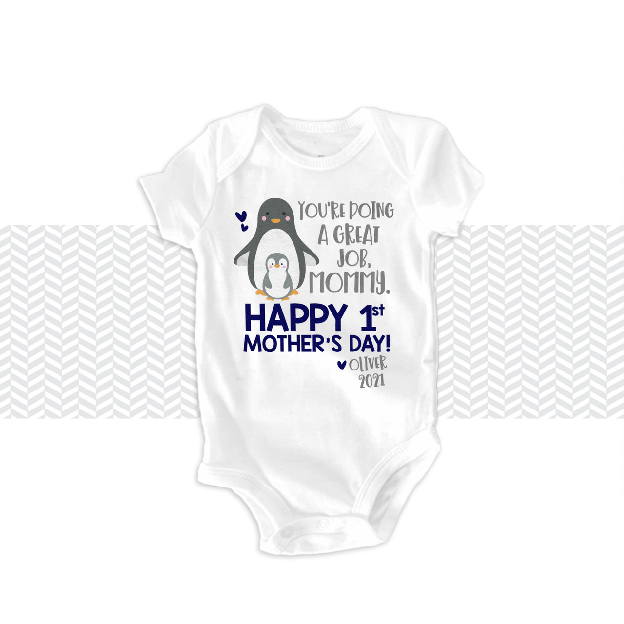 First Mother's Day bodysuit penguin personalized first mothers day gift from baby boy | 1st mother's day gift  MMGA-112 or girl