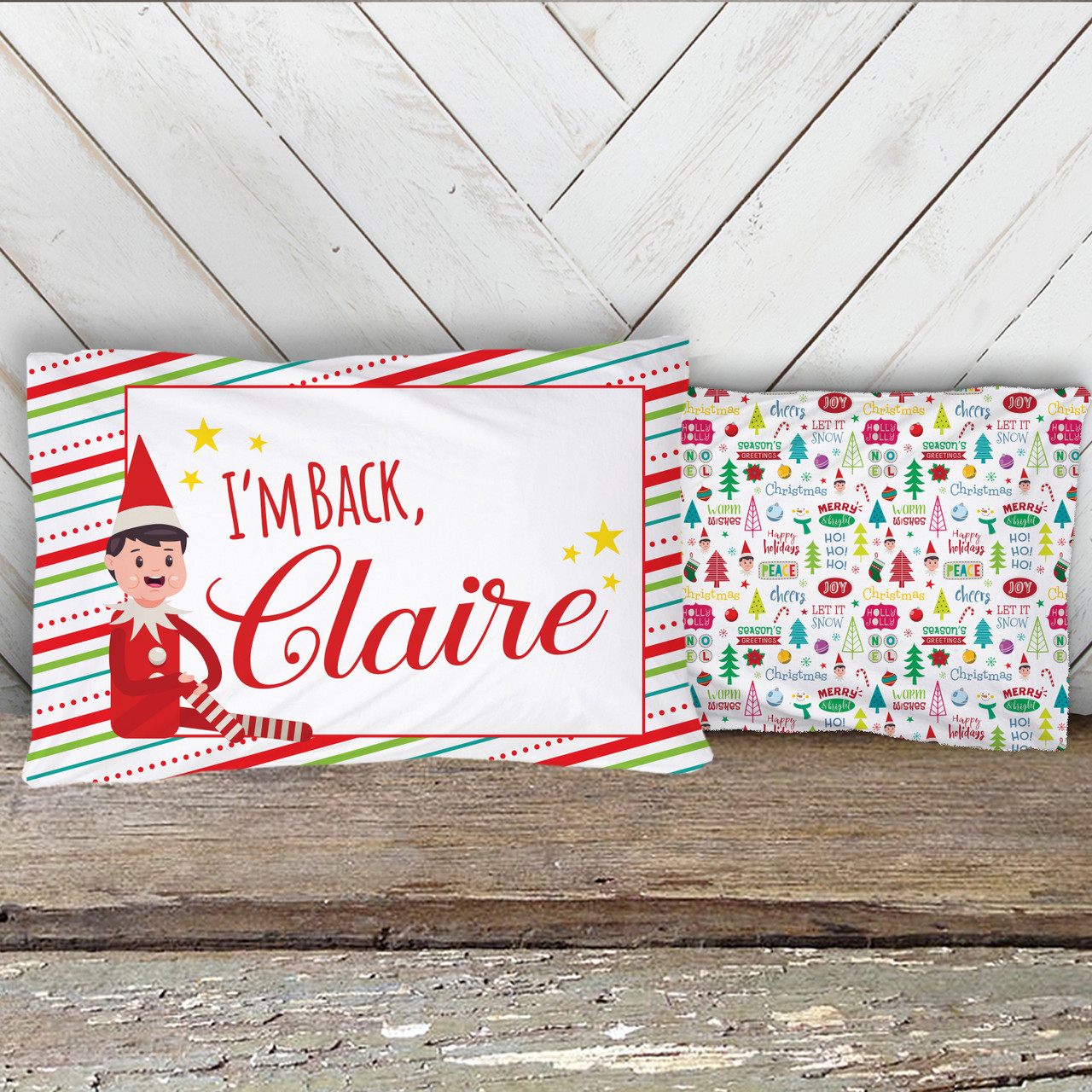 Christmas Travel Pillow Elf Holiday Toddler Personalized Pillowcase