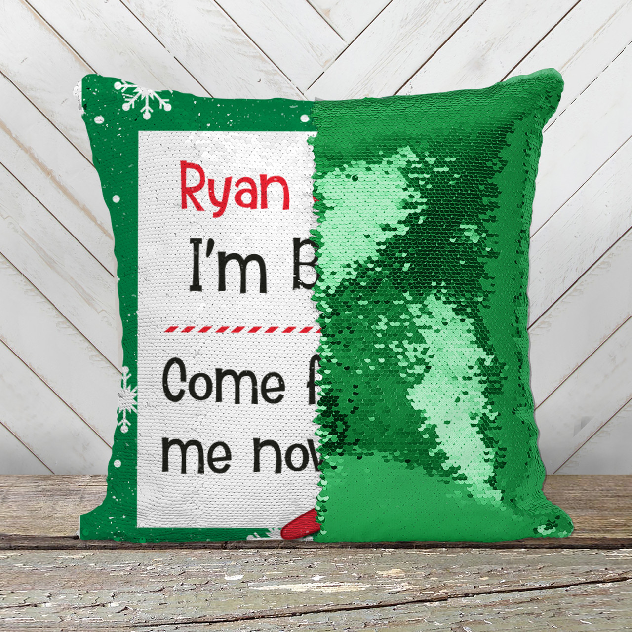 christmas sequin pillow decor, im back elf arrival holiday personalized  throw pillow