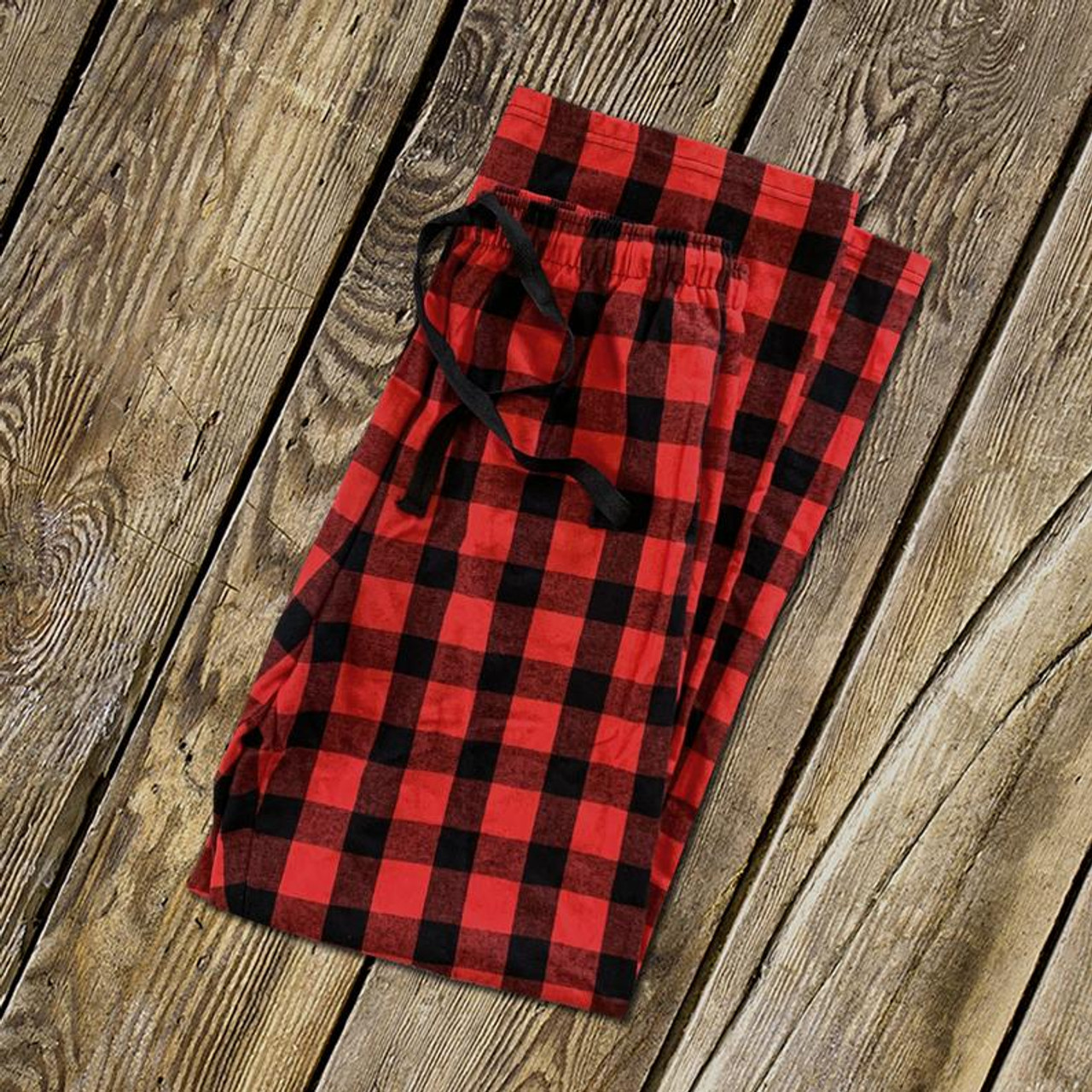 Monogrammed Red and Black Buffalo Plaid Pajama Pants