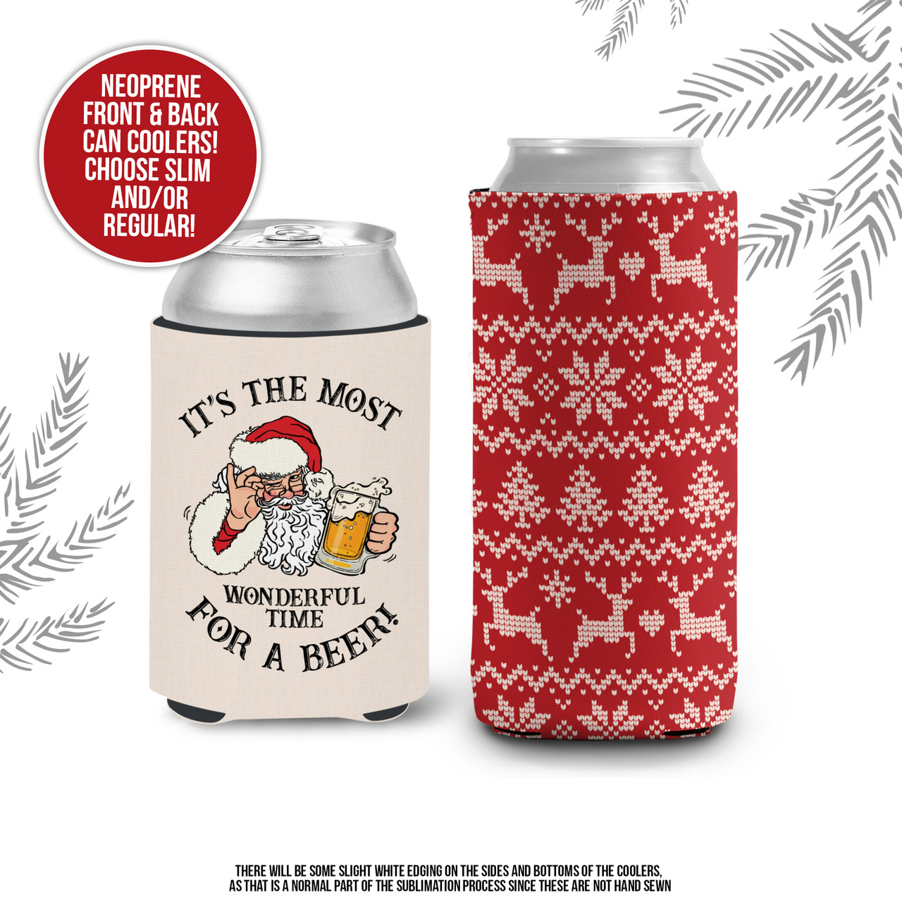 Merry Christmas Fishmas Holiday Fishing Beer Can Cooler