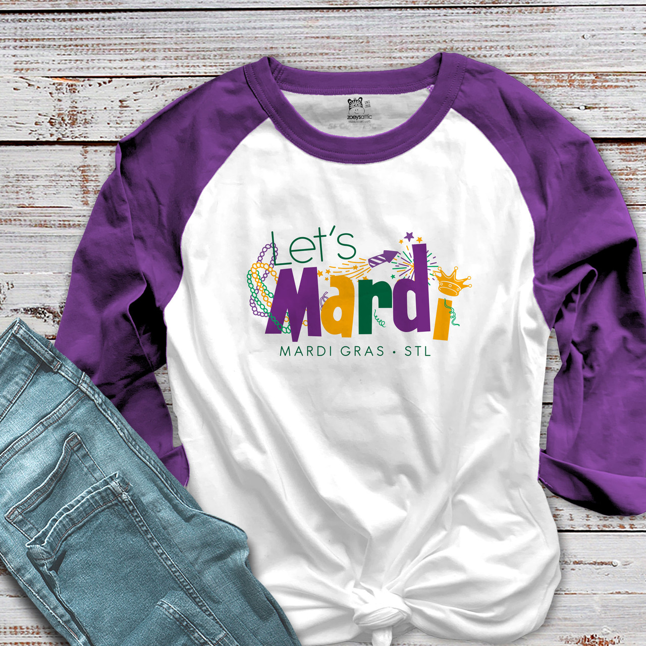 mardi gras raglan shirt