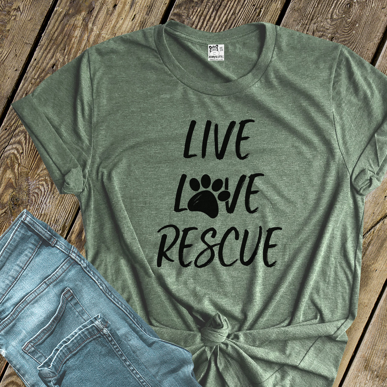pet rescue shirt, paw print live love rescue t-shirt gift