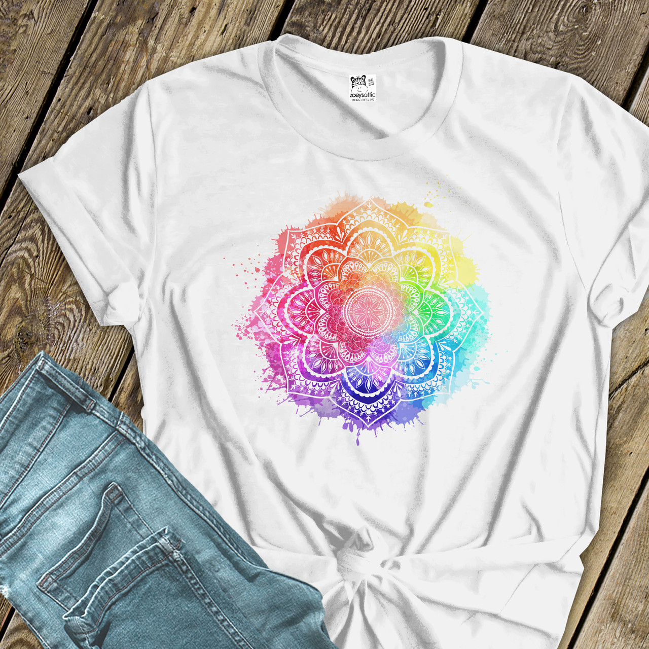 pride tshirt, lgbtq pride rainbow mandala watercolor unisex or