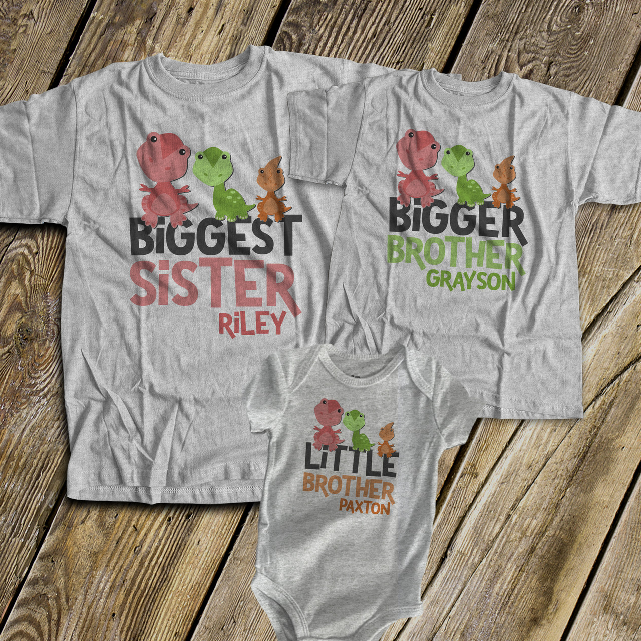 custom brother sister shirts, dinosaur 
