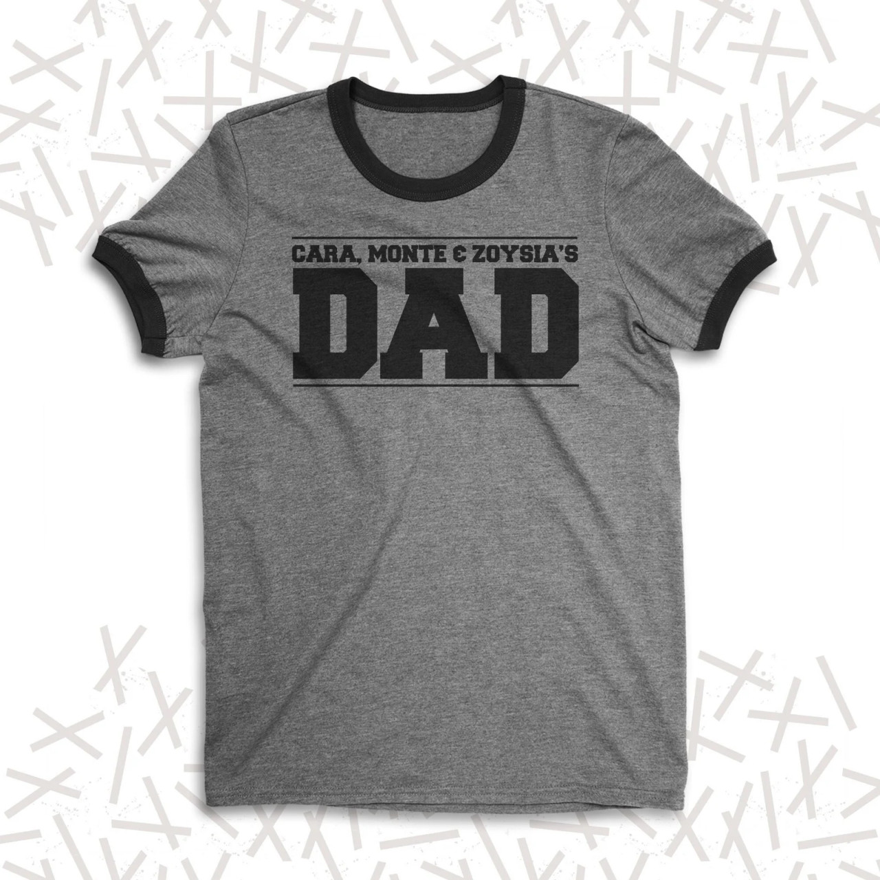 Dad Shirt Dad with Childrens Names Personalized Ringer Style Tshirt