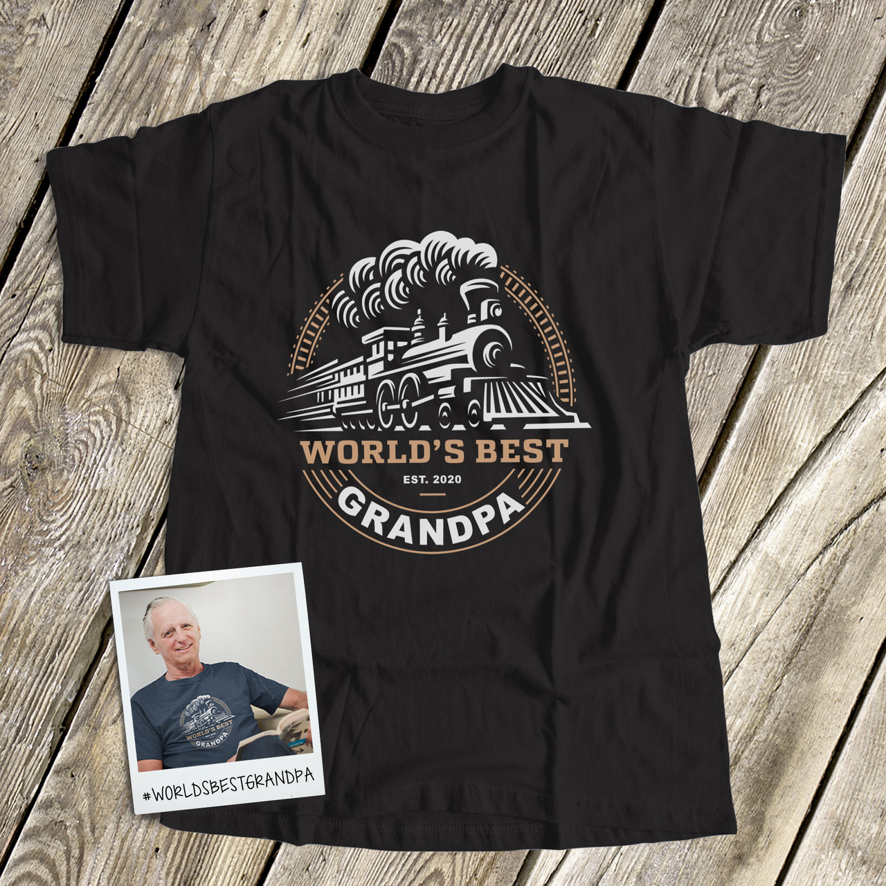 mens shir, train worlds best grandpa established t-shirt gift dark