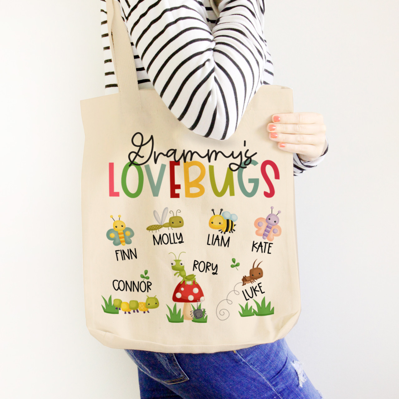 Grammy's lovebugs tote bag