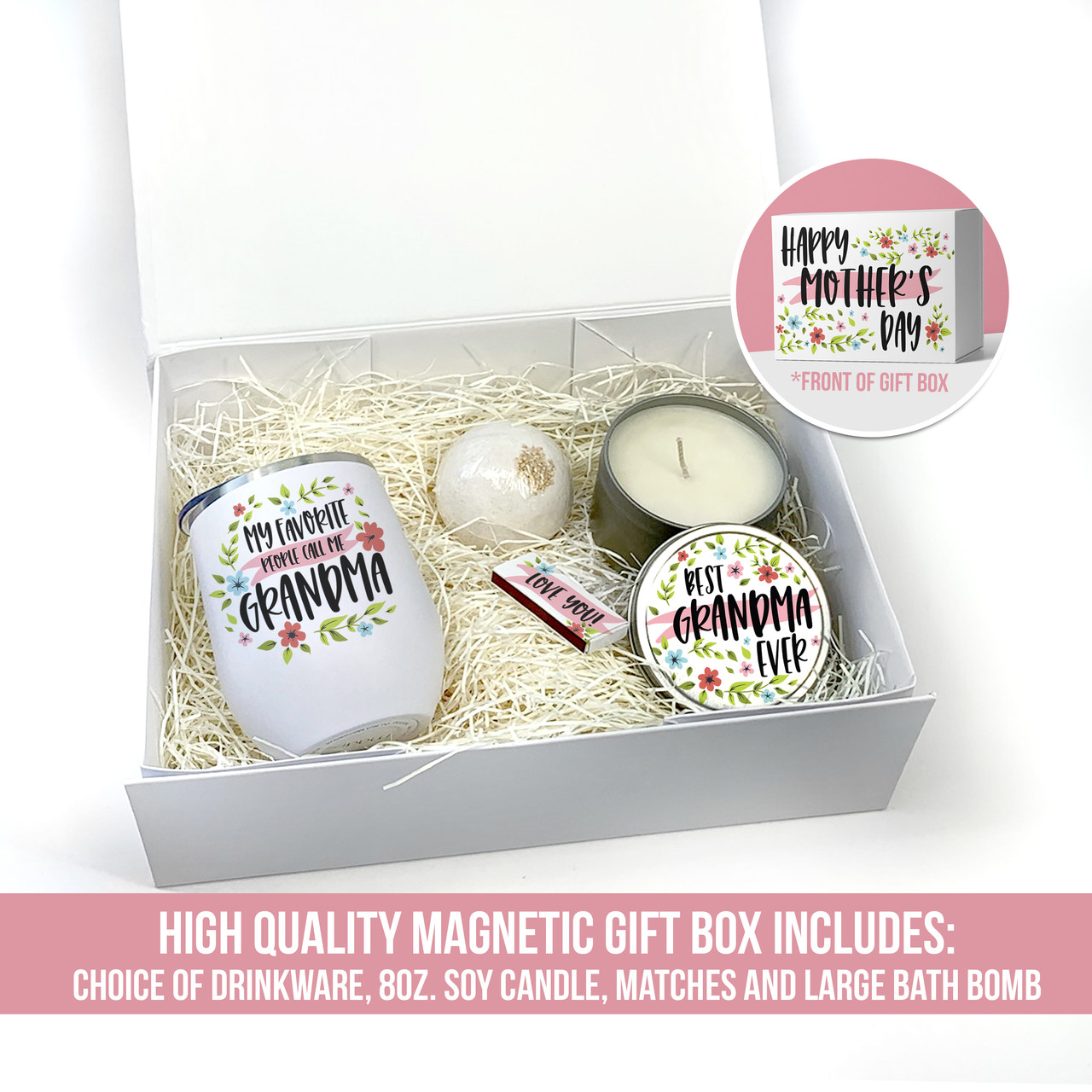 mothers day gift, gift box with calming candle bath bomb and