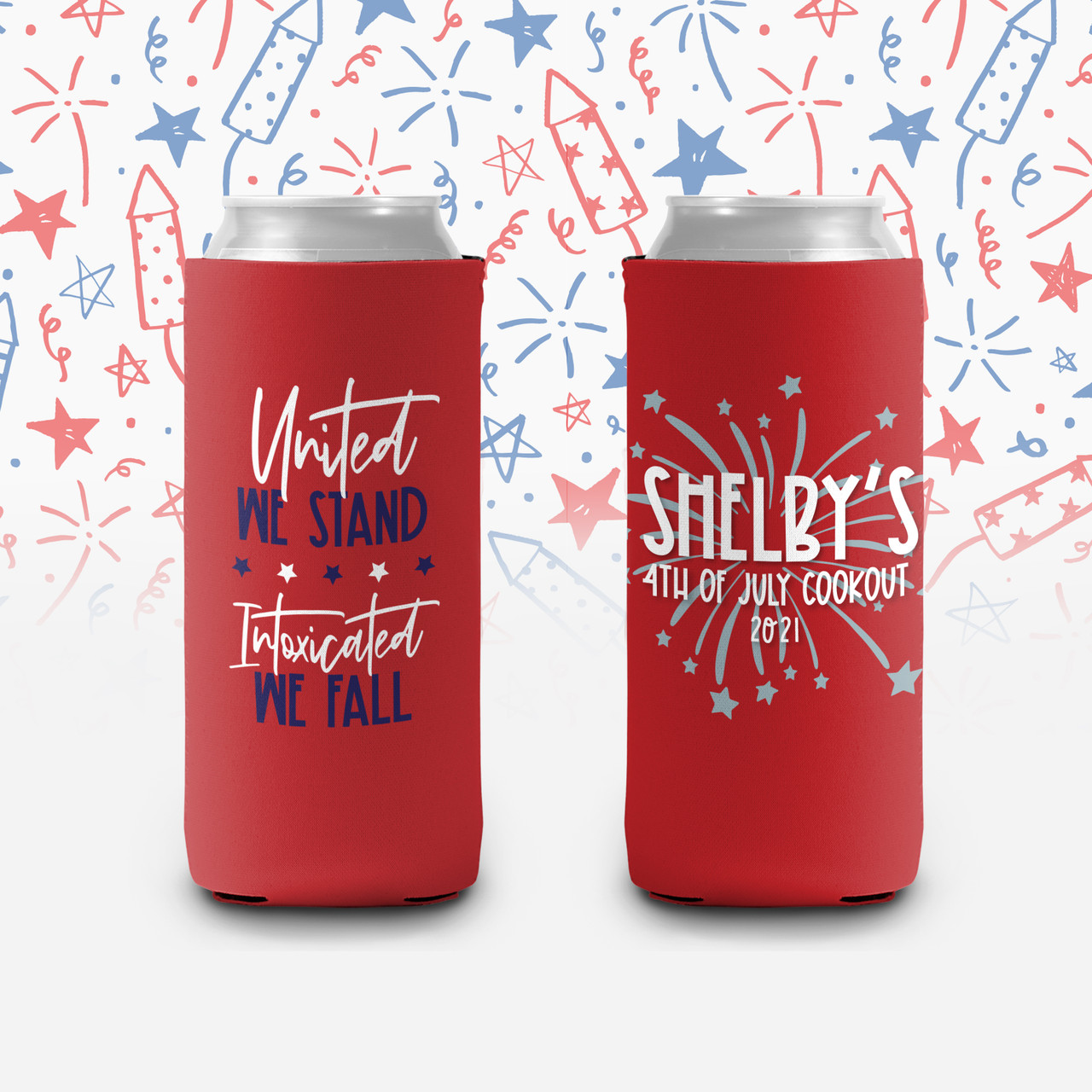 Fourth of July America koozie fits all Slim seltzer cans, regular