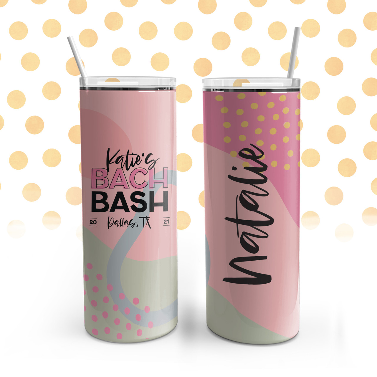 20oz STAINLESS STEEL SKINNY TUMBLER w/LID &STRAW, CUSTOM GIRLY TUMBLER.