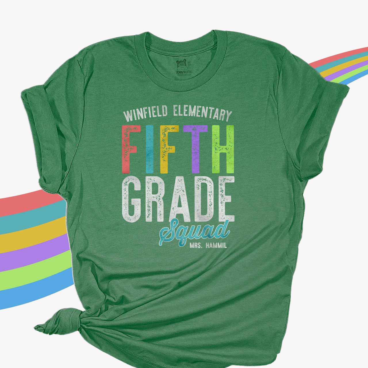 Fifth grade squad or any grade squad colorful letters team teacher DARK  Tshirt