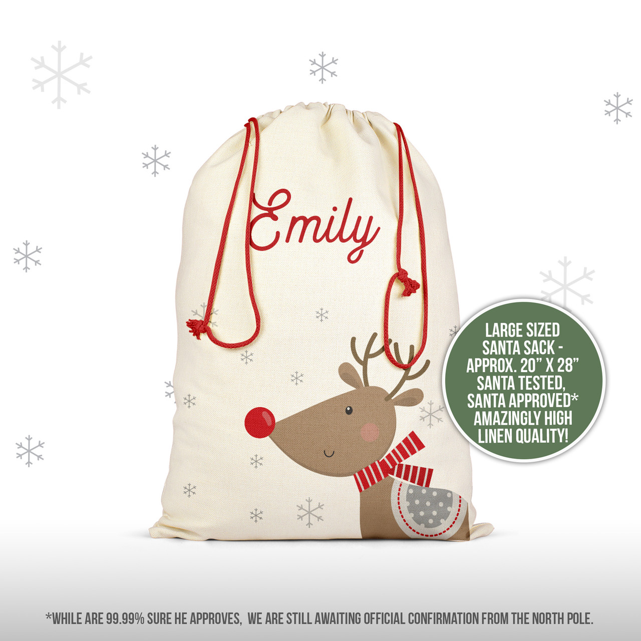 christmas toy bag personalized red nosed reindeer santa sack gift bag