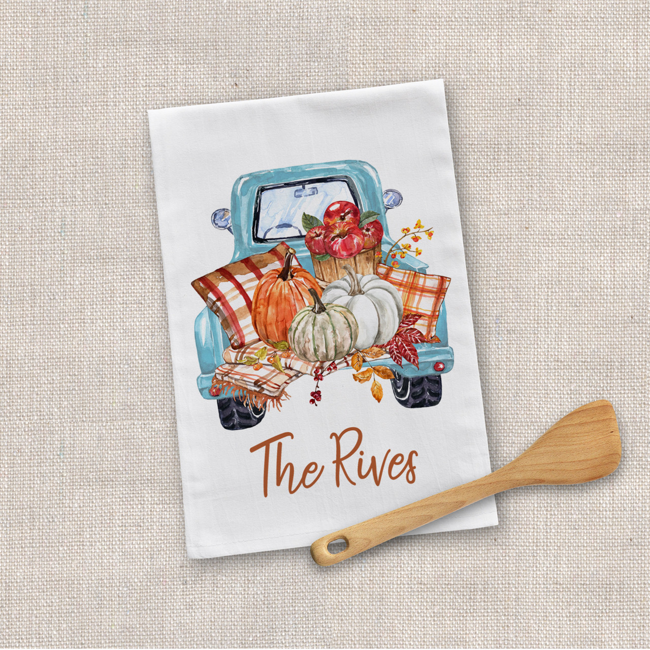 Fall Pumpkins Tea Towel - Autumn Flour Sack Towel - Seasonal