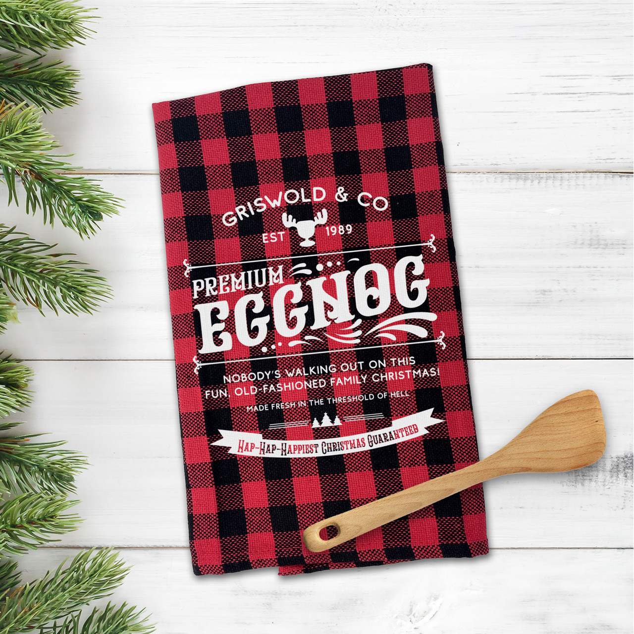 Happy Holiday Plaid Kitchen Towel