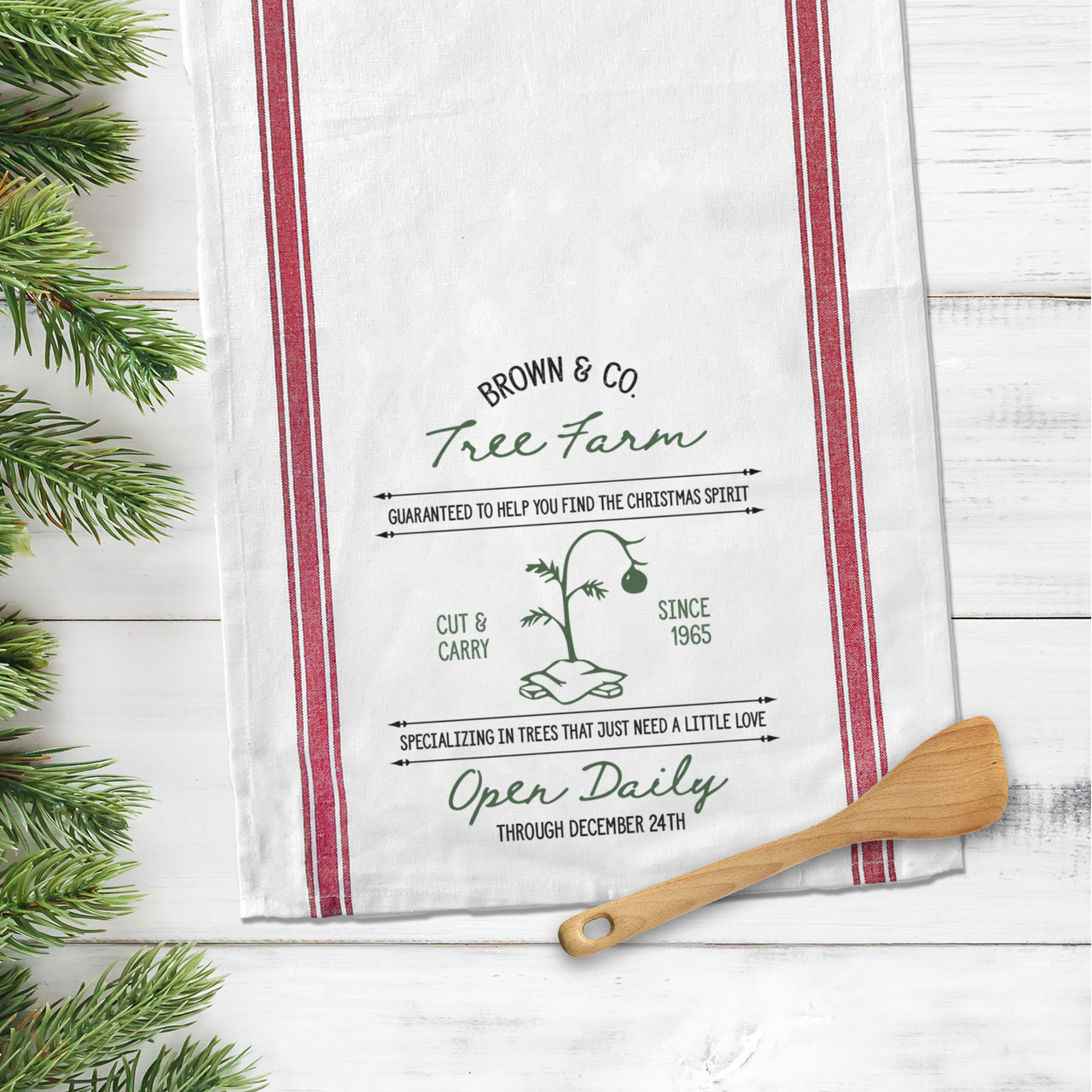 Find the christmas spirit brown & co tree farm red buffalo plaid holiday  tea towel