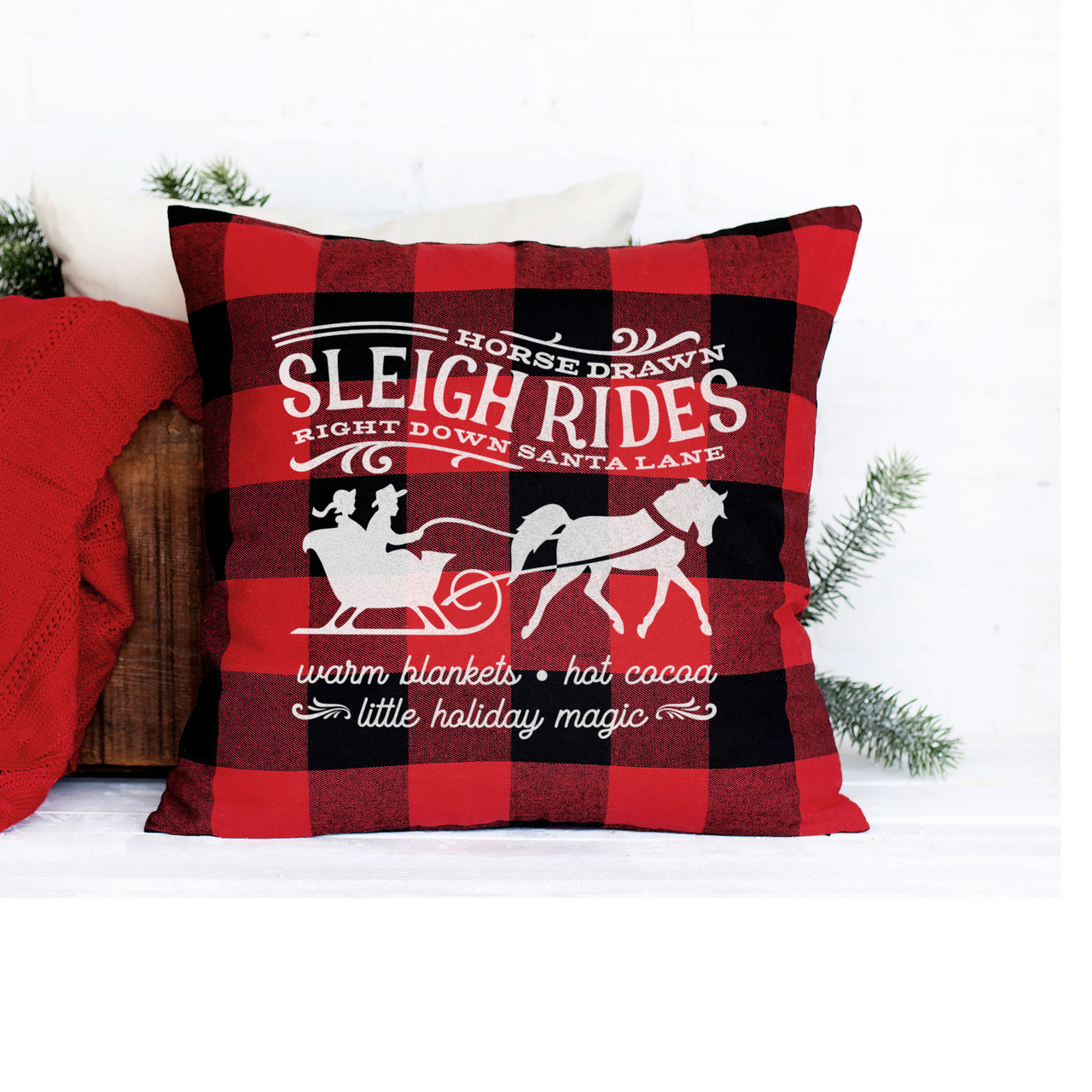 Vintage Rudolph, Merry Christmas, Throw Pillow