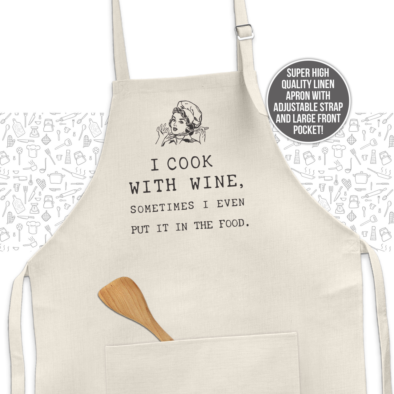 Funny Kitchen Apron for Women Cooking Apron With Pockets Party 