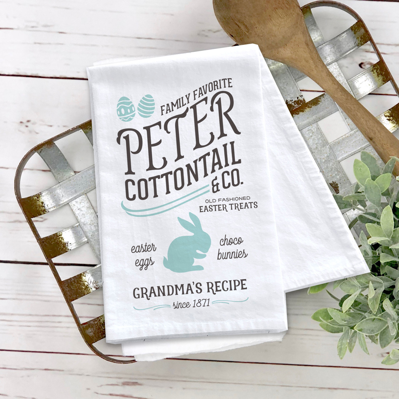 Here Comes Peter Cottontail Waffle Kitchen Towel