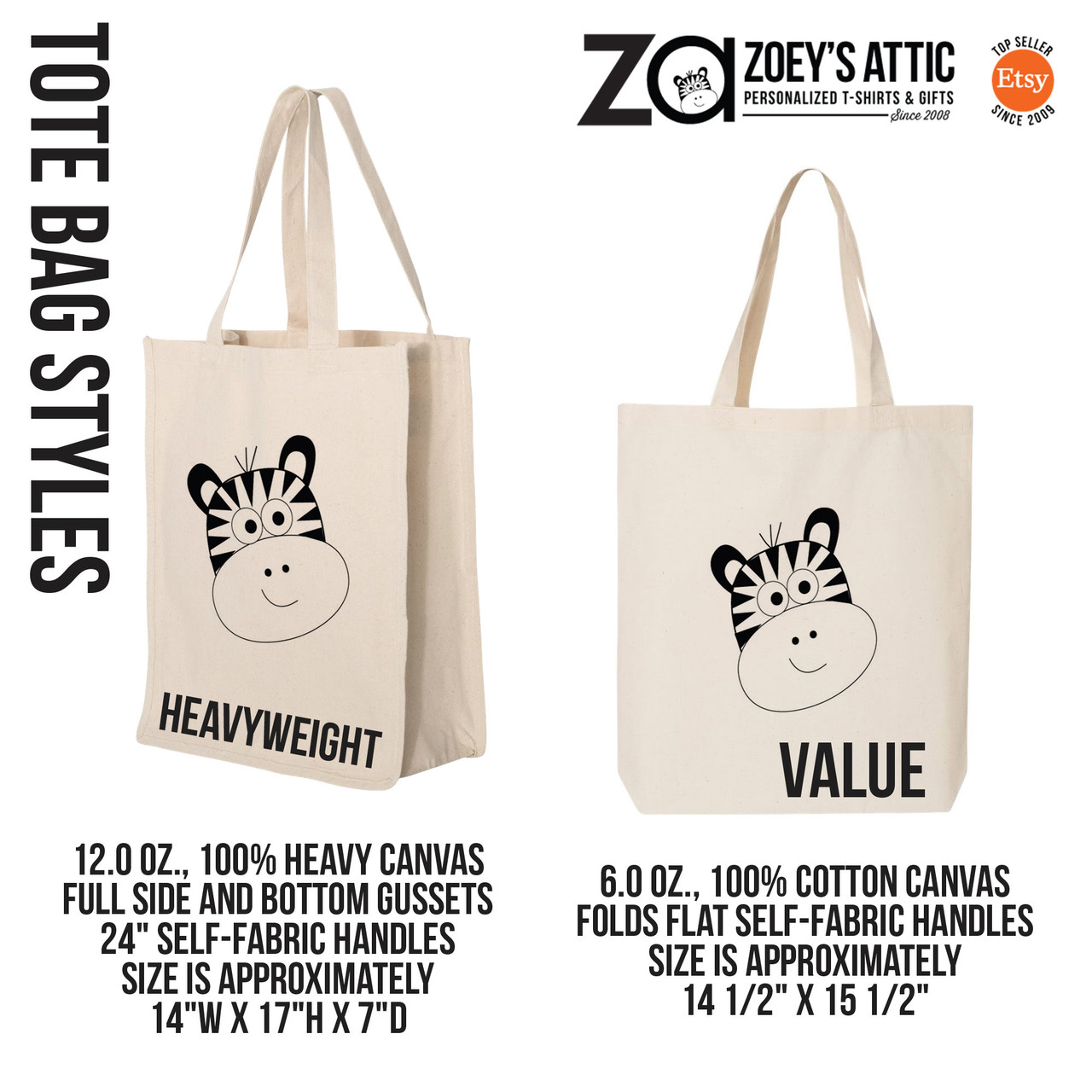 Personalized Monogram Tote Bag Custom Canvas Tote Bag 100% Cotton