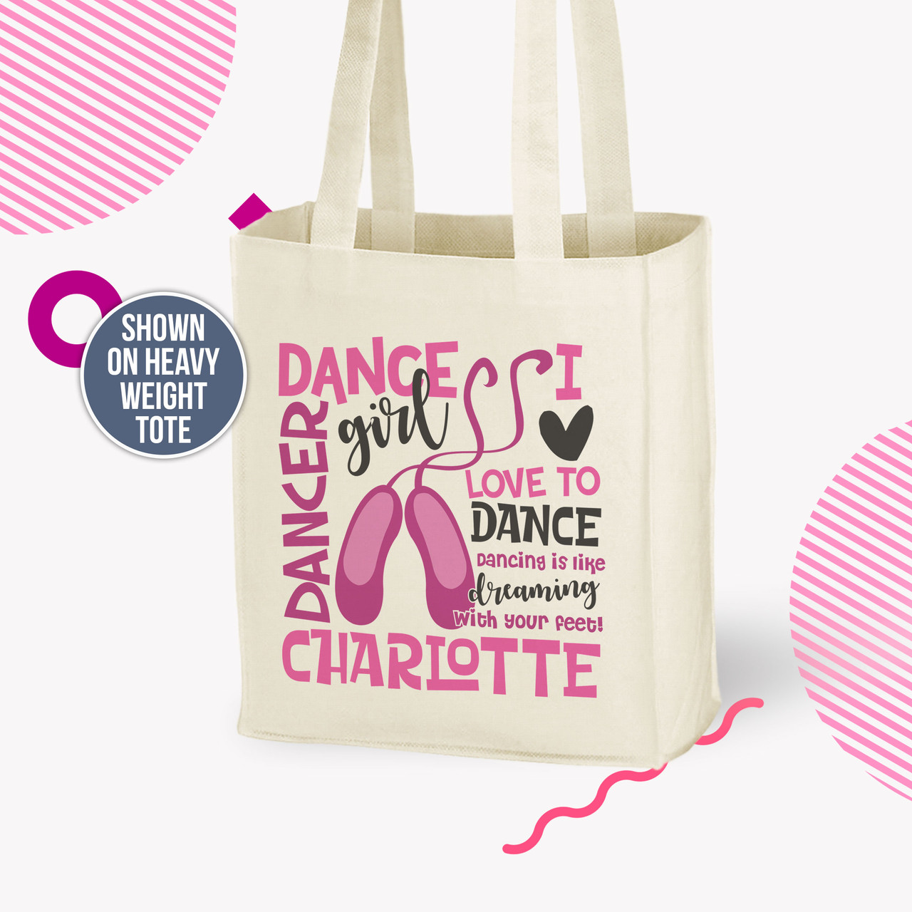 Custom Pink Tote Bag - Cheap Personalized Tote Bags Pink