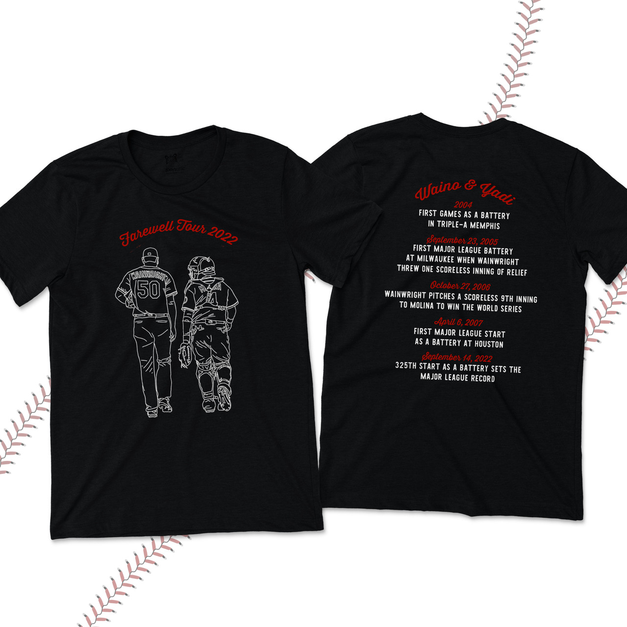 cardinal baseball shirt, keepsake yadi waino farewell 2022 unisex tee front  back print dark