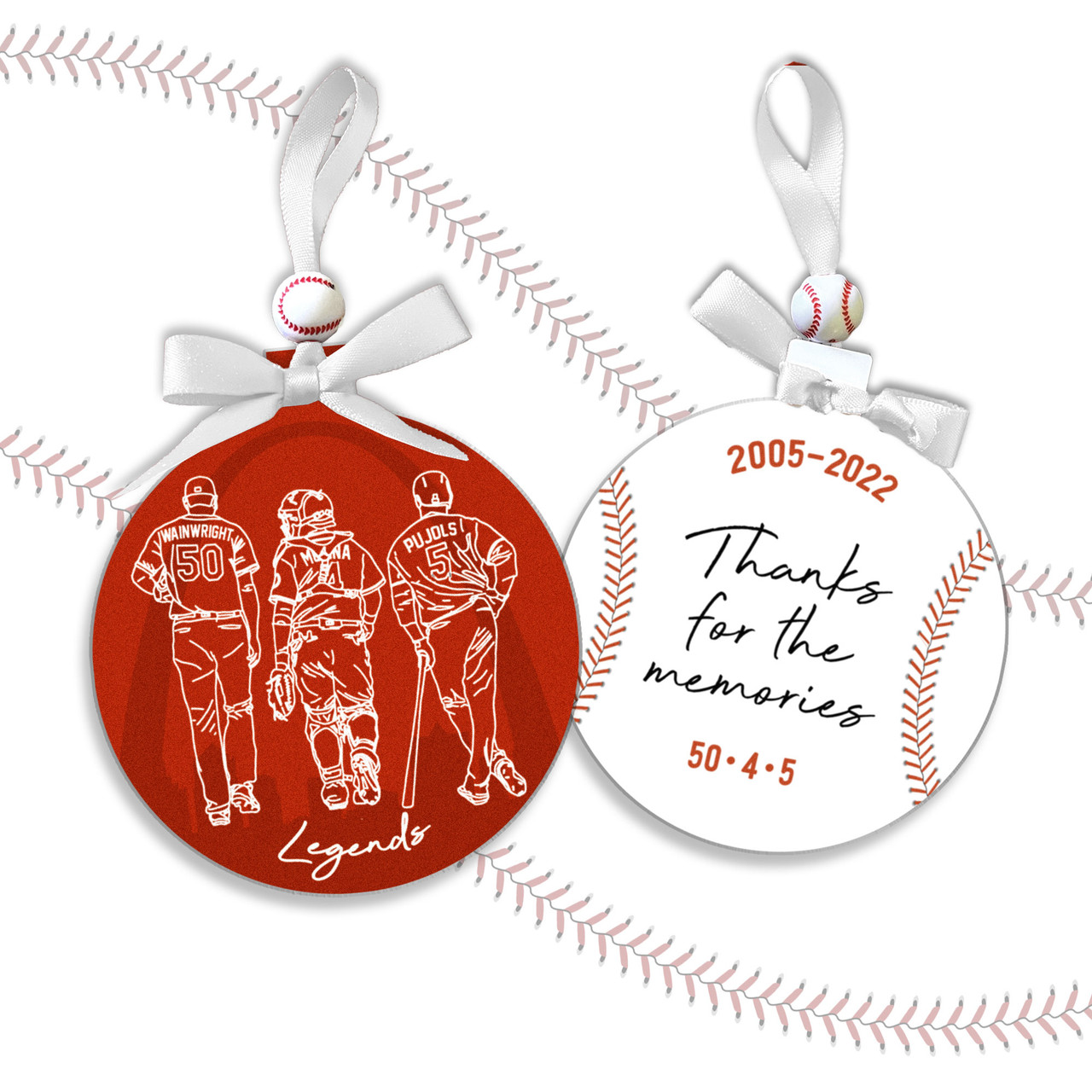 baseball ornament, pujols yadi waino baseball legends keepsake front with  back print ornament