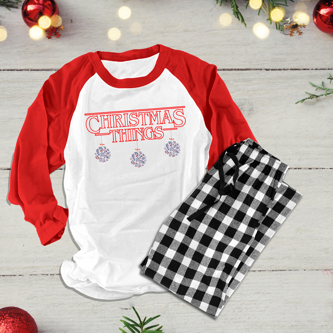 zoeysattic Monogram Shirt and/or Pajama Pants for Christmas - Buffalo Plaid Monogram Pajama Pants Ornament Monogram Christmas Family Pajamas