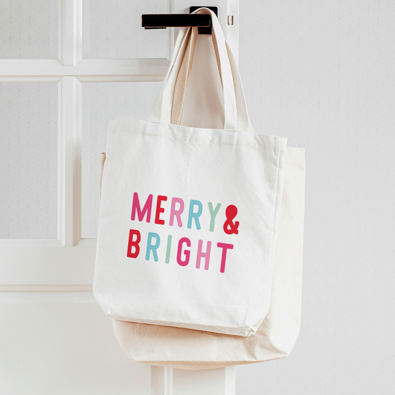 Christmas holiday merry & bright tote bag