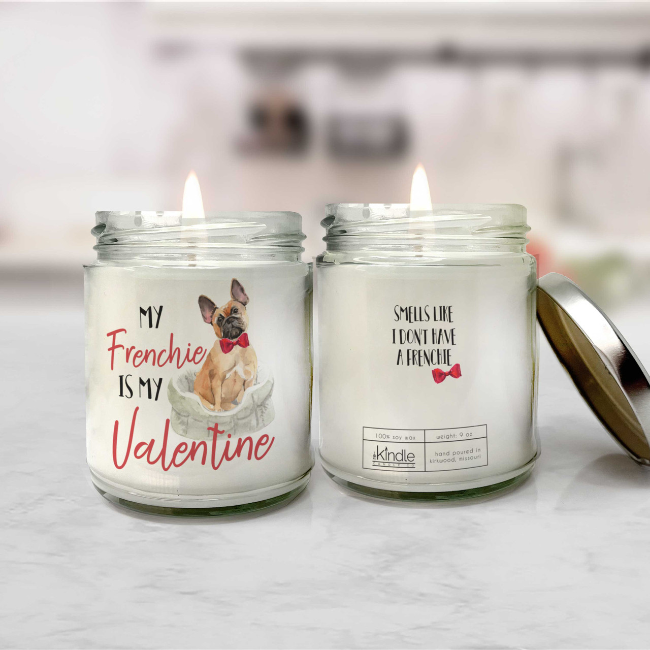 funny valentine candle, smells like I don't have a french bulldog