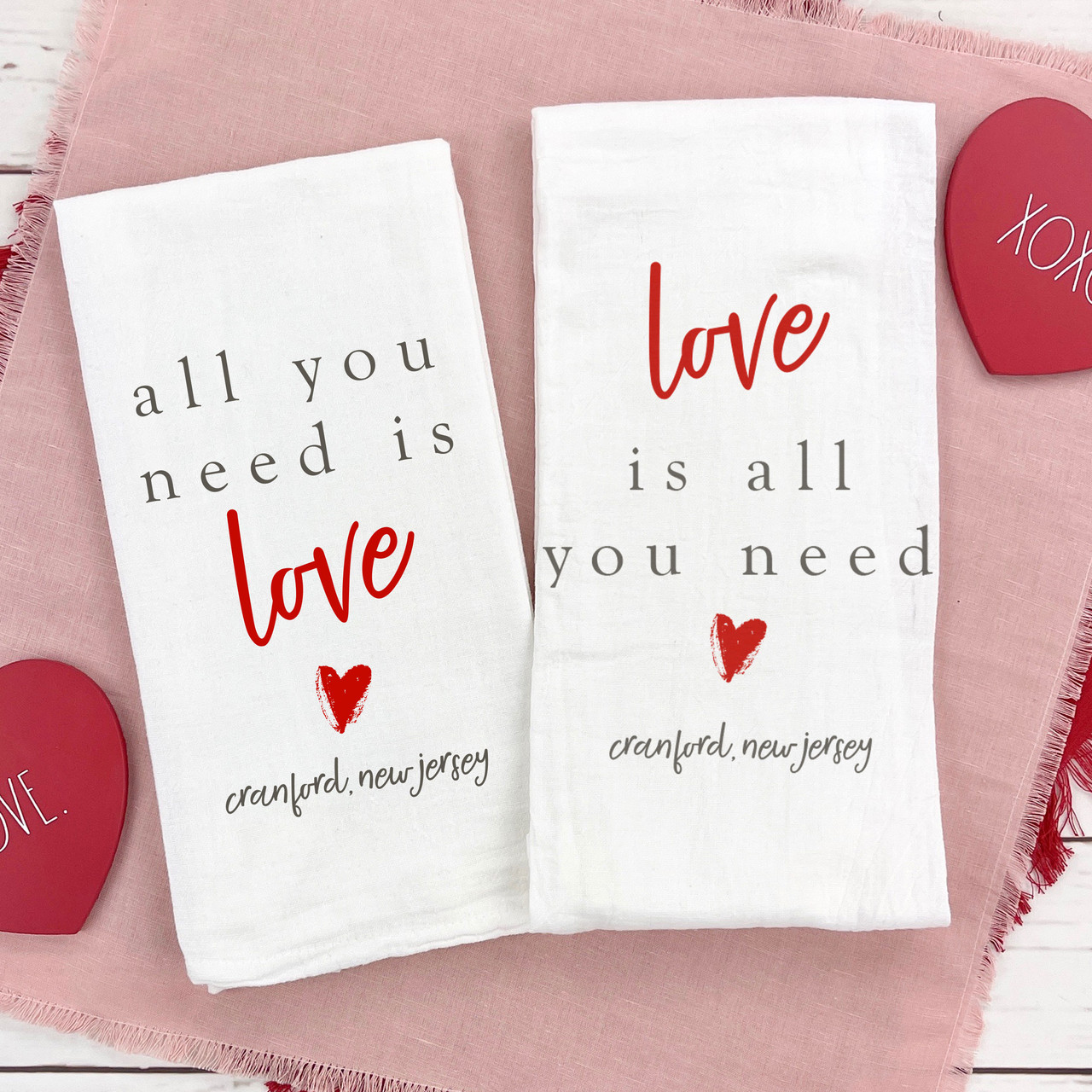 Little Valentines Personalized Kitchen Tea Towel