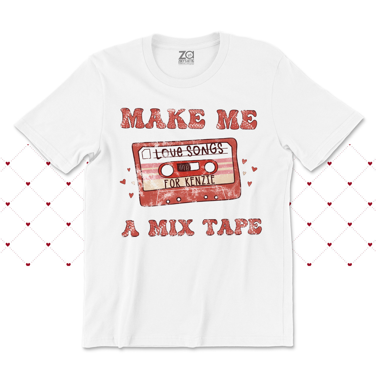 kids valentine shirt, personalized vintage mix tape love songs