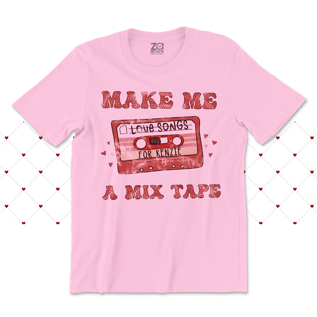 kids valentine shirt, personalized vintage mix tape love songs