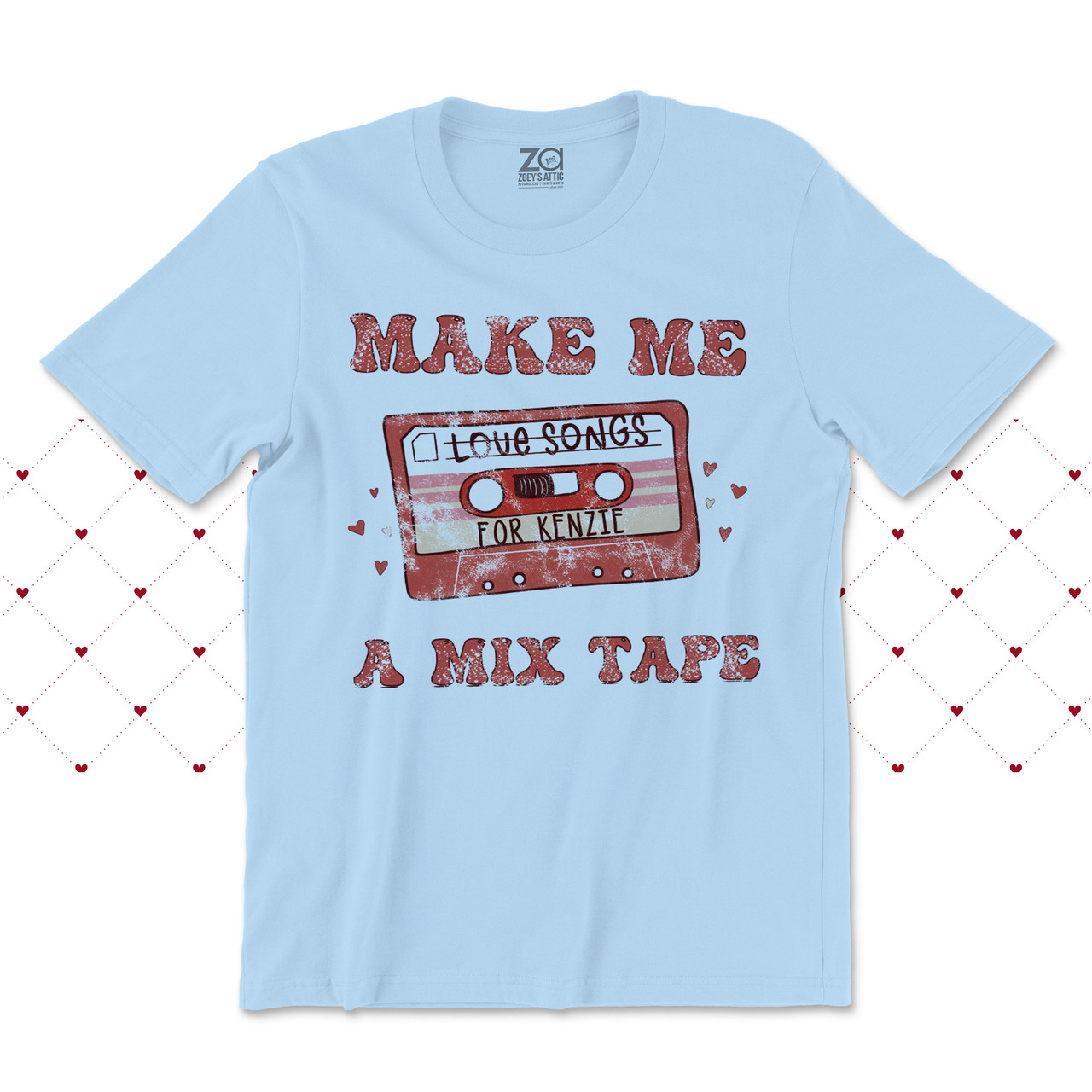 kids valentine shirt, personalized vintage mix tape love songs