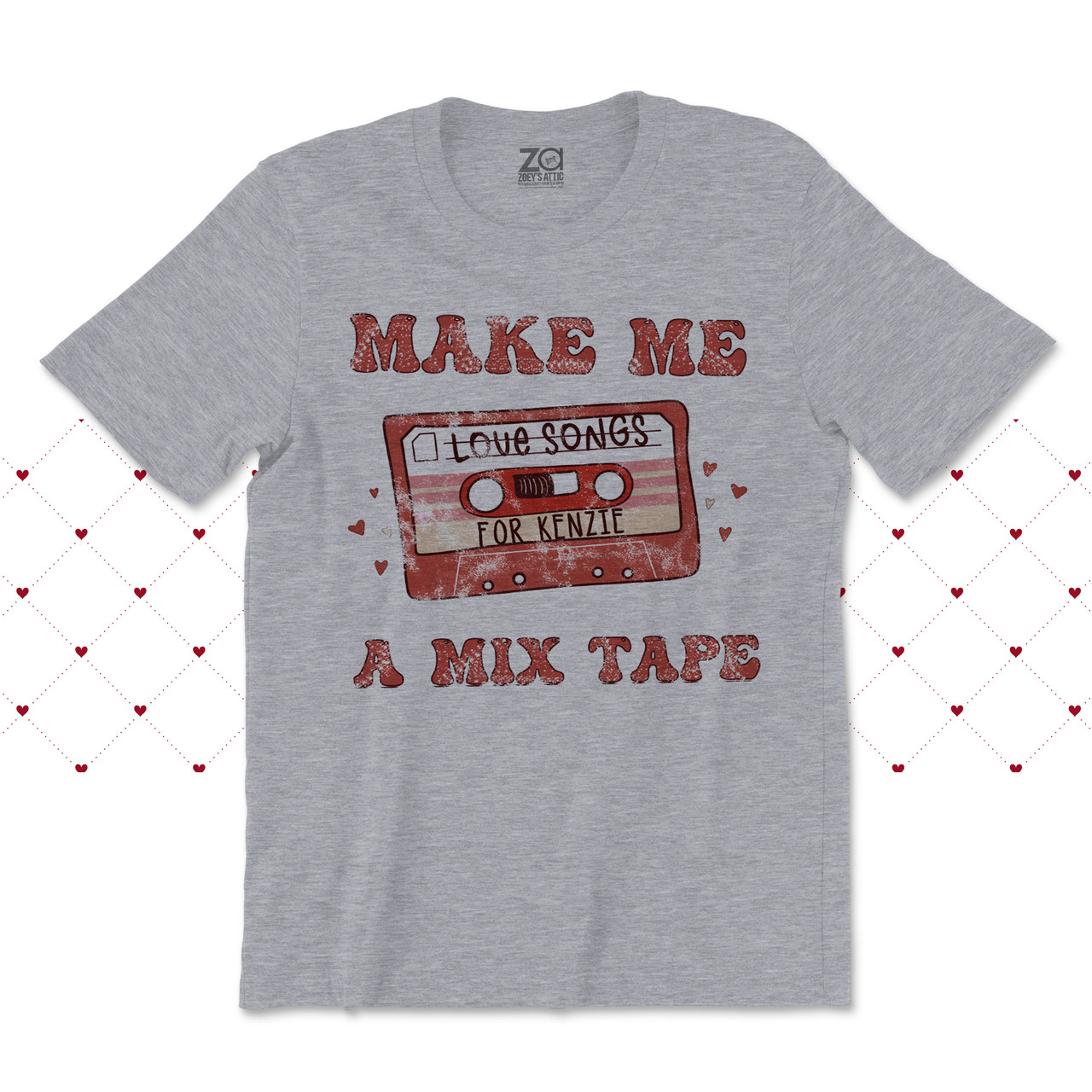 kids valentine shirt, personalized vintage mix tape love songs