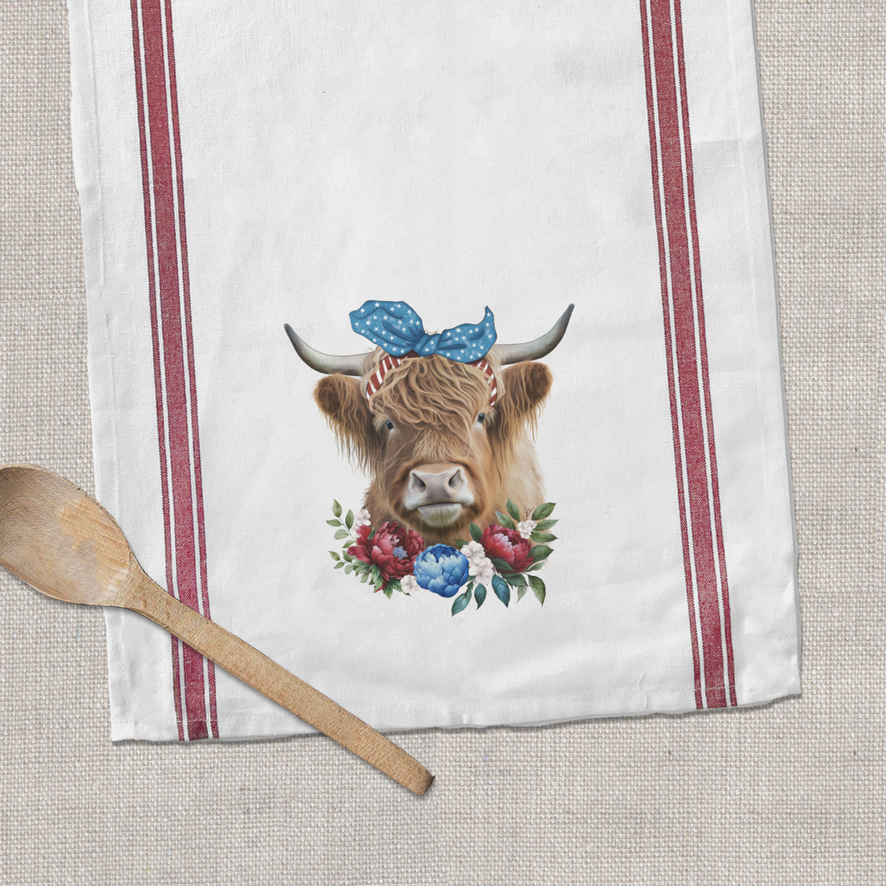 Cow Black Tea Towel - Dish Cloth 60x65cm