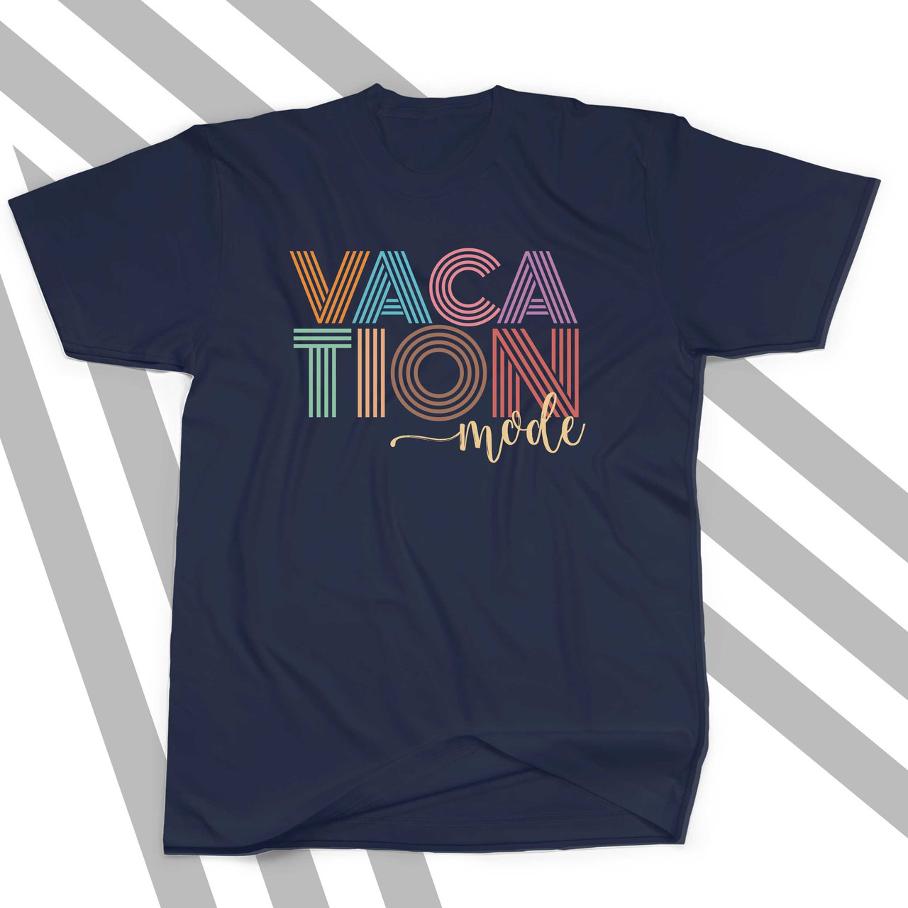 vacation shirt, vintage vacation mode colorful unisex tshirt dark