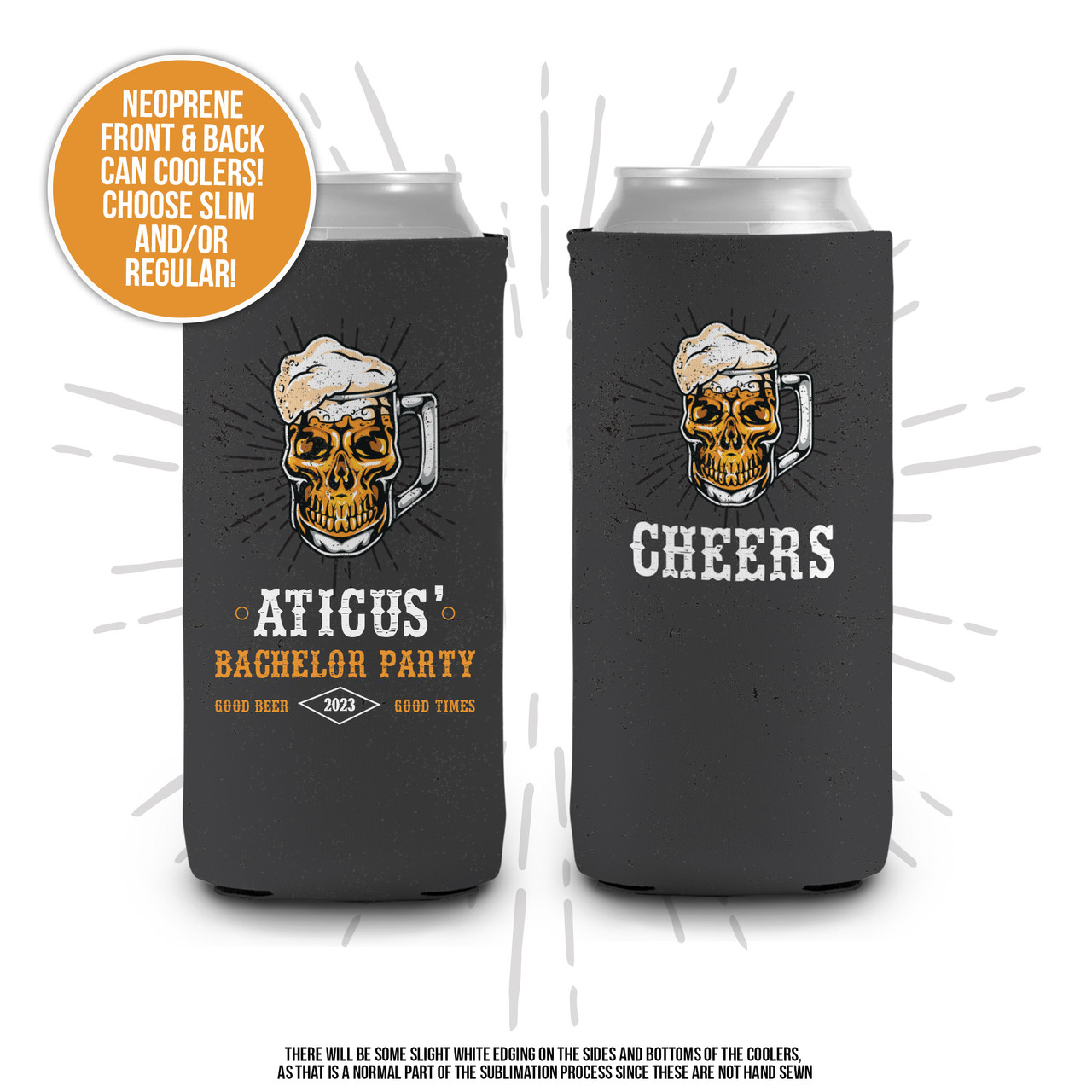 bachelor party coolie, good times good beer beverage insulator