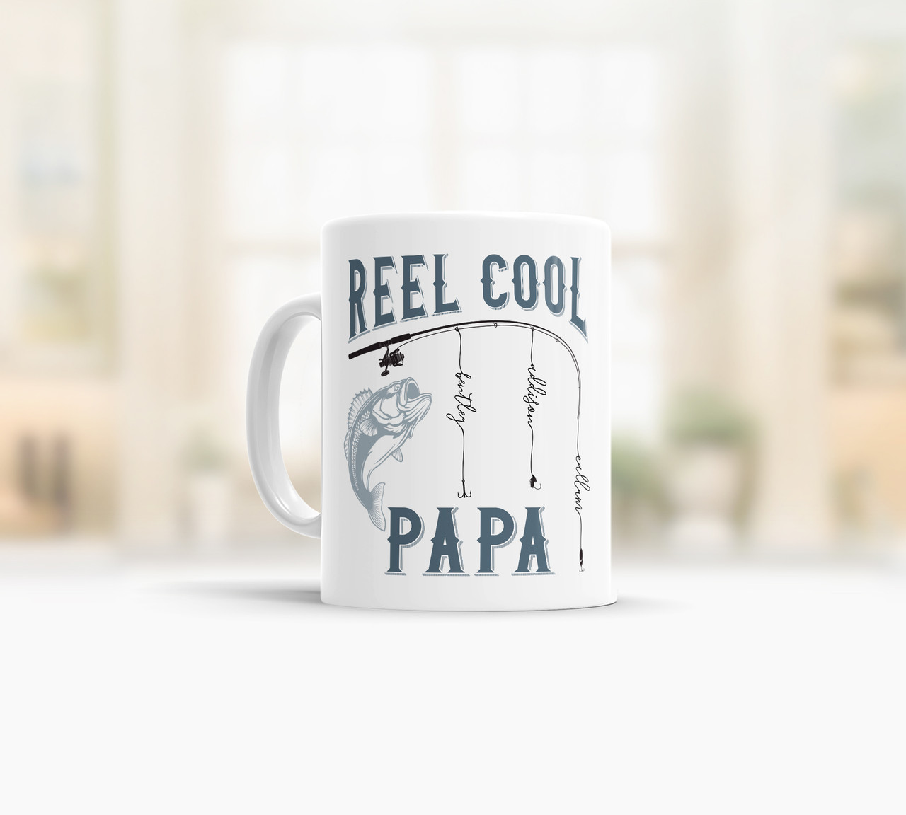 grandpa mug, fishing line reel cool papa personalized tea coffee