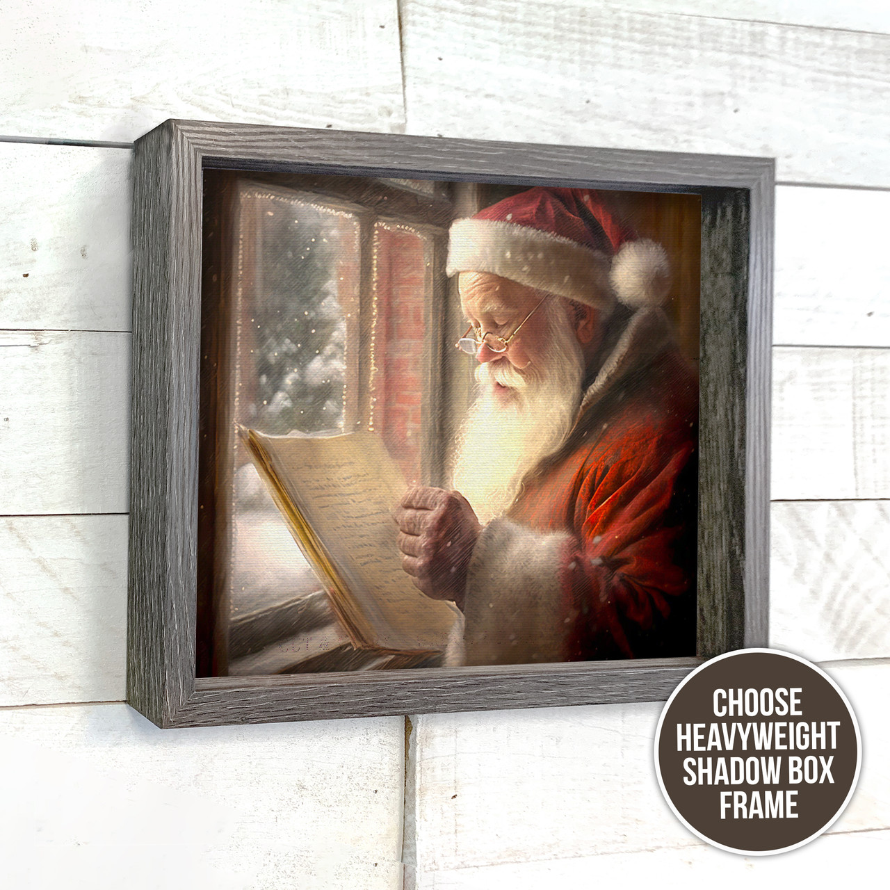 vintage canvas print, old style santa and christmas list canvas