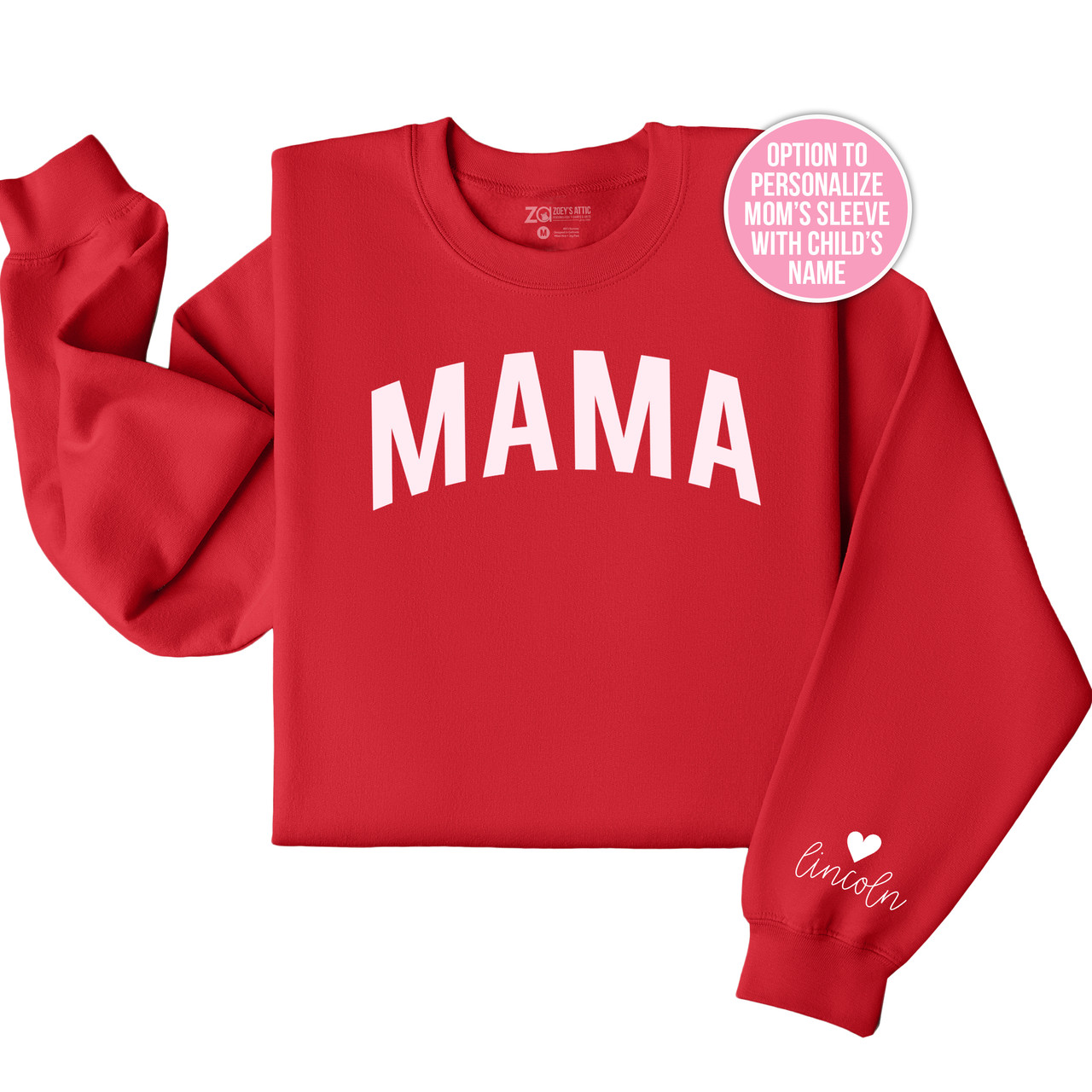 Mama or Mama's Valentine matching sweatshirts with personalized adult  sleeve option