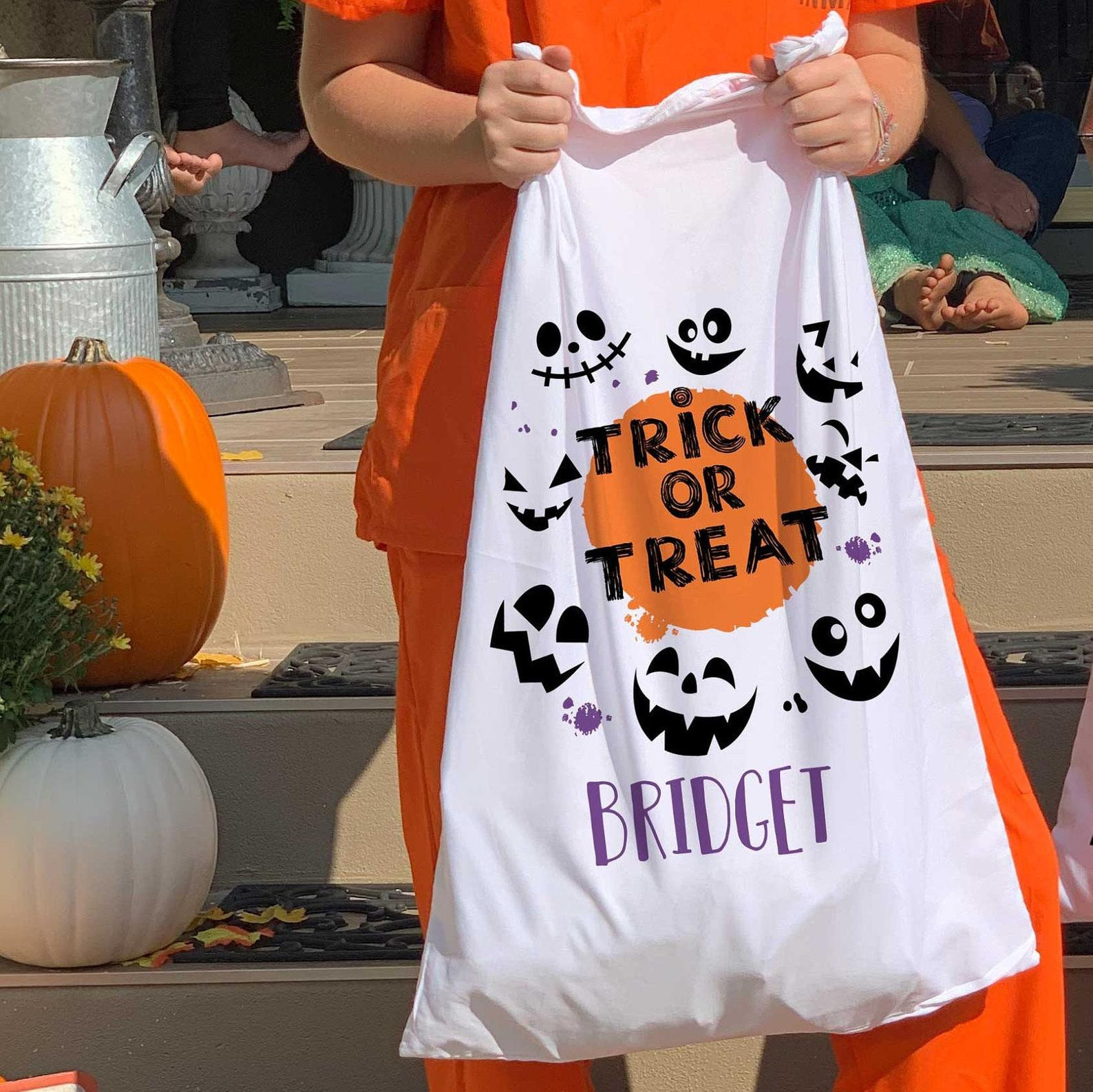 Halloween candy bag, custom trick or treat pillowcase treat bag