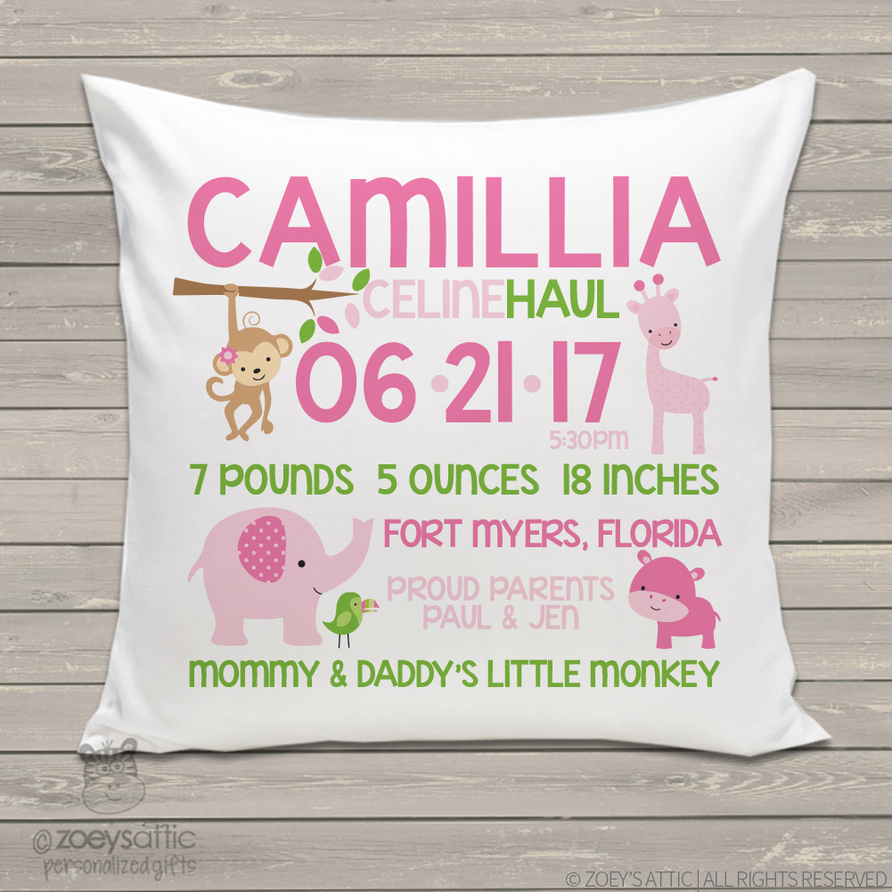 Customized Birth Announcement Pillows Custom Throw Pillow
