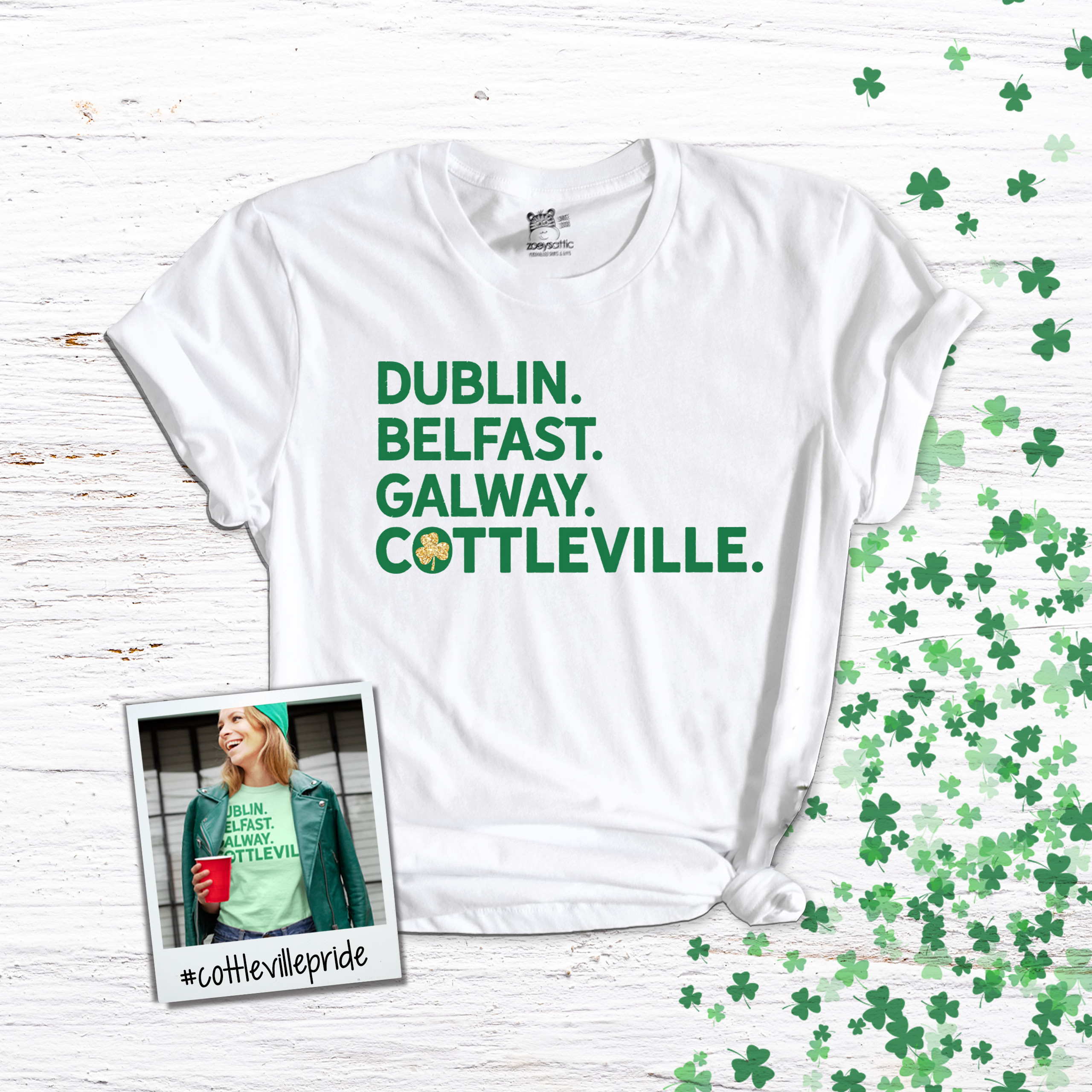 st patricks day shirt, cottleville st charles unisex tshirt glitter