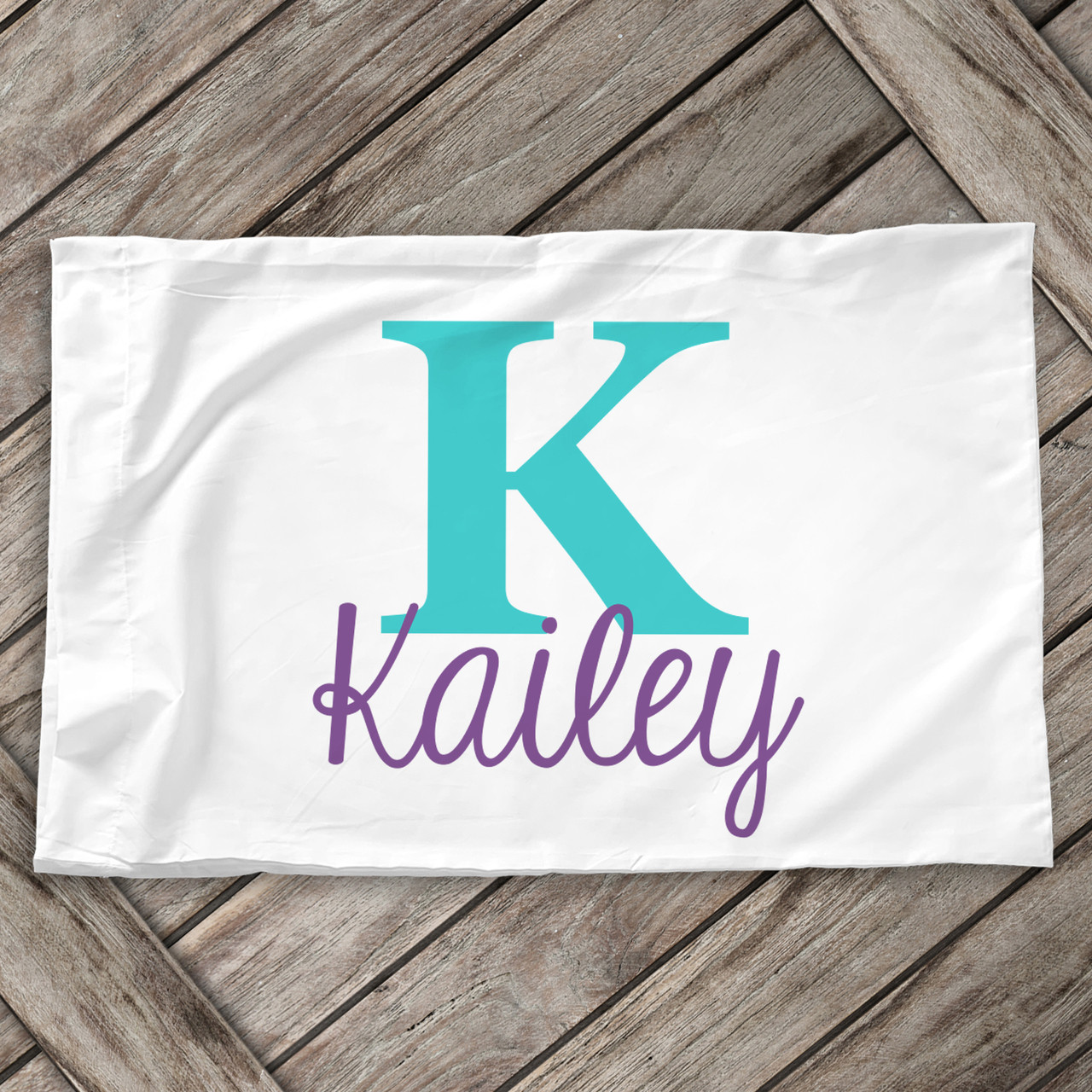 personalized kids pillowcase, initial monogrammed girl teen adult