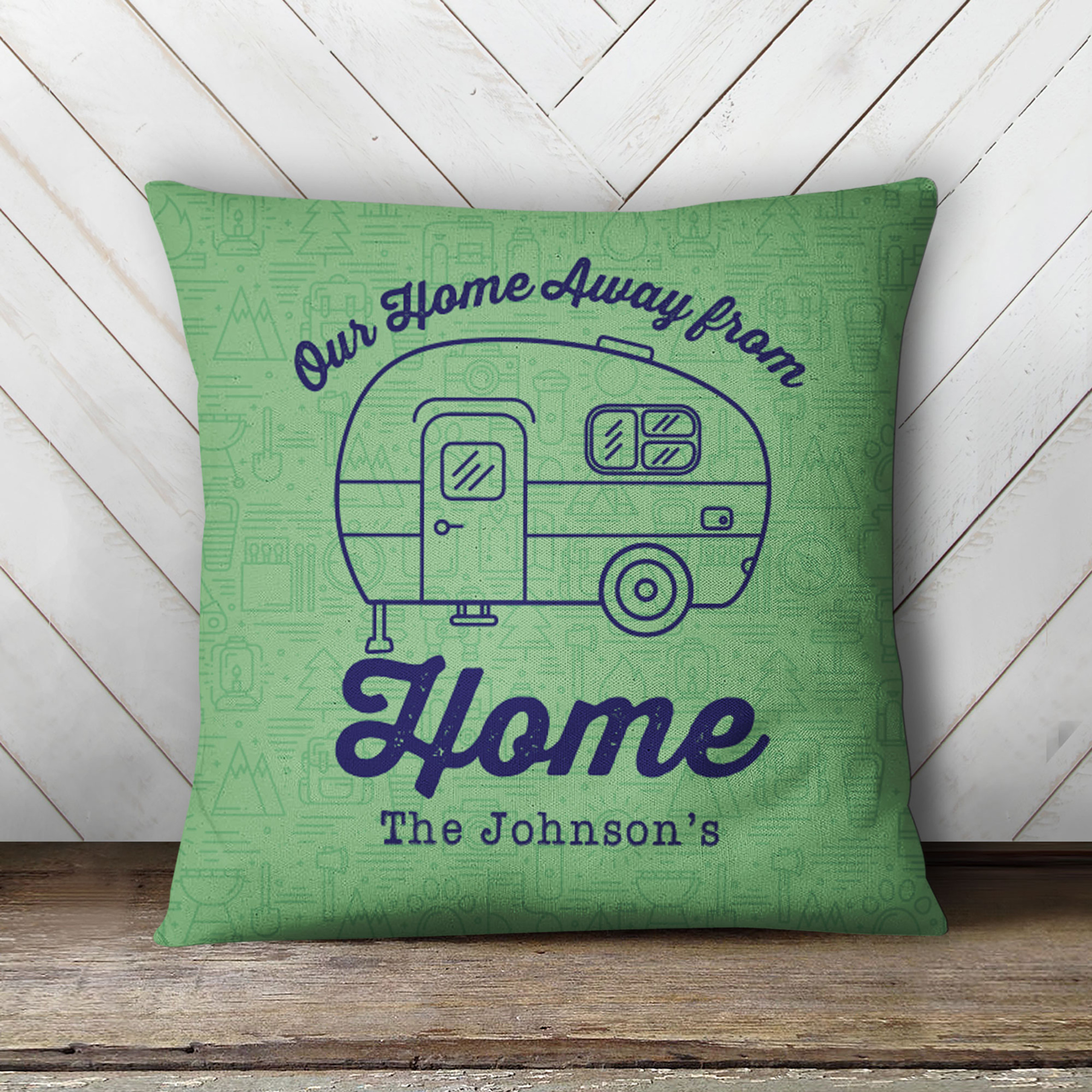 personalized pillow, home away from home camper throw pillow