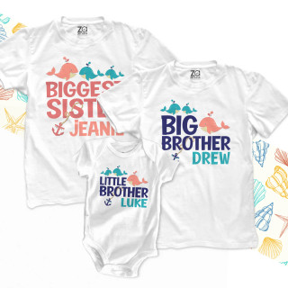 Custom Sibling Shirt Sets For Three - Sister Brother Shirts