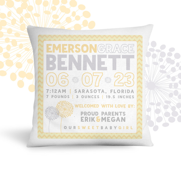 Birth announcement pillow chevron design custom throw pillow with pillowcase