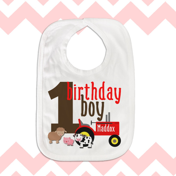 First birthday bib farm first birthday cake smashing tractor bib