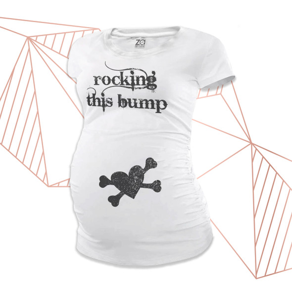 Rocking this bump maternity shirt - heart and crossbones custom womens non-maternity or maternity Tshirt